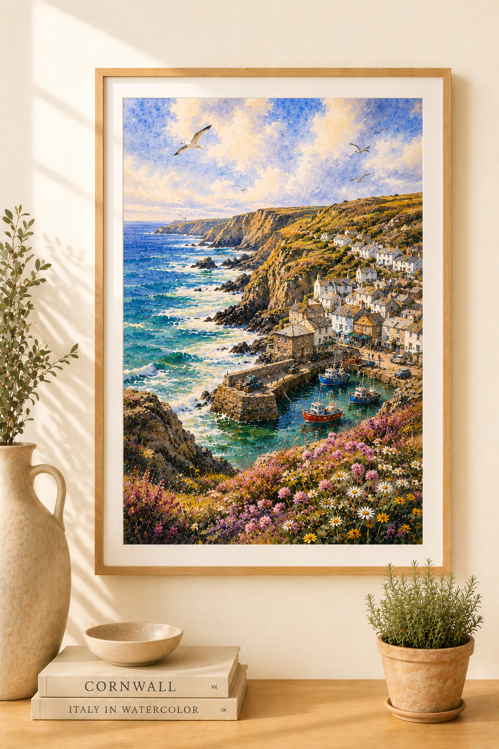 Mousehole watercolour print — original wall art by Sundays In Tuscany