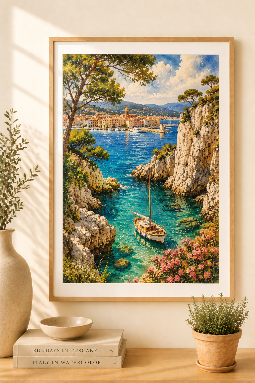 Côte d'Azur watercolour print — original wall art by Sundays In Tuscany