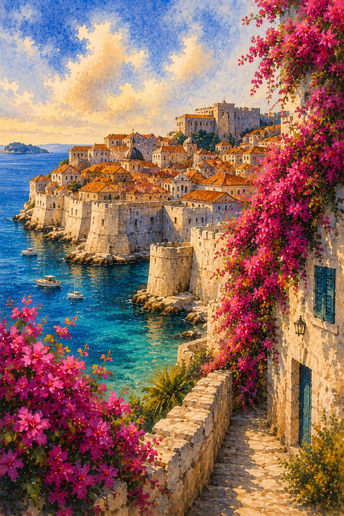 Dubrovnik art print — watercolour destination wall art detail