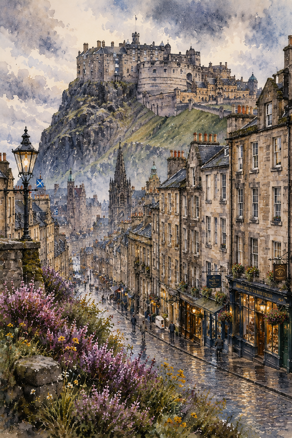 Edinburgh art print — watercolour destination wall art detail