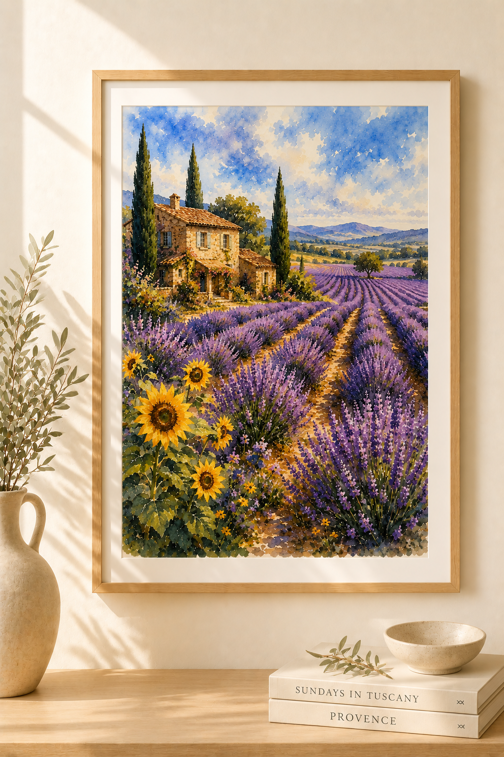 Lavender Fields watercolour print — original wall art by Sundays In Tuscany