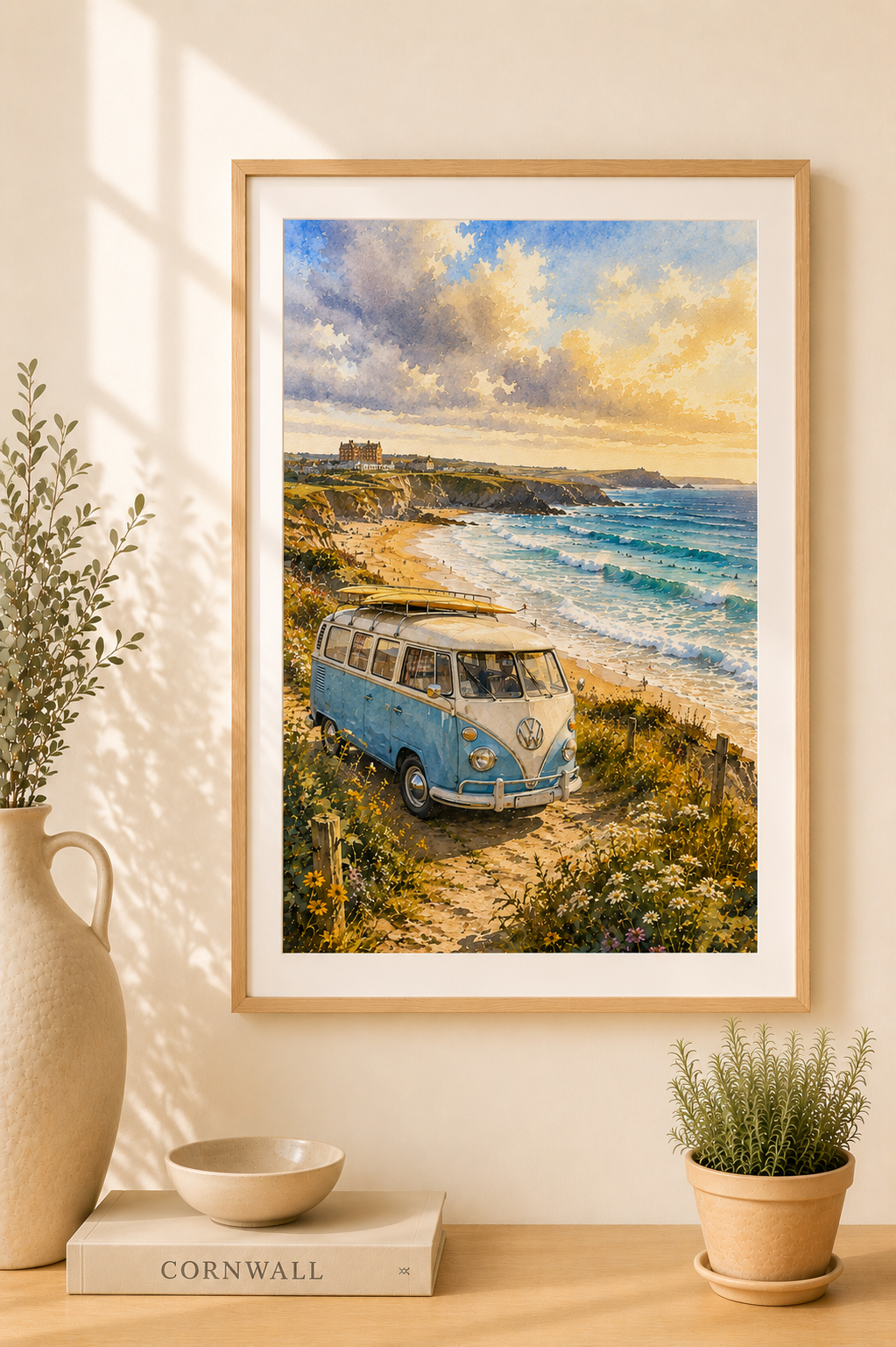 Fistral Beach watercolour print — original wall art by Sundays In Tuscany