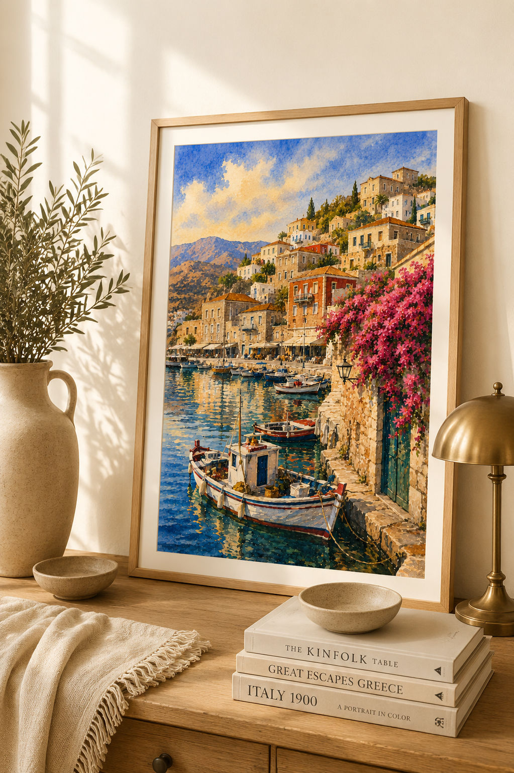 Hydra watercolour print in white frame — wall art mockup