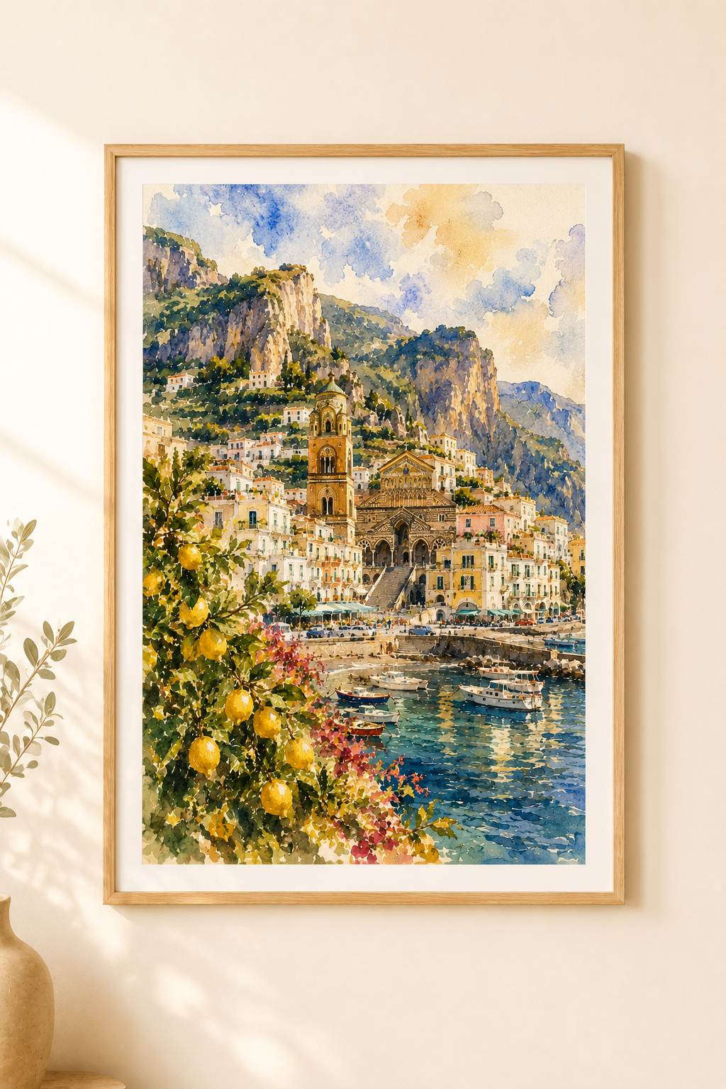 Amalfi watercolour print — original wall art by Sundays In Tuscany