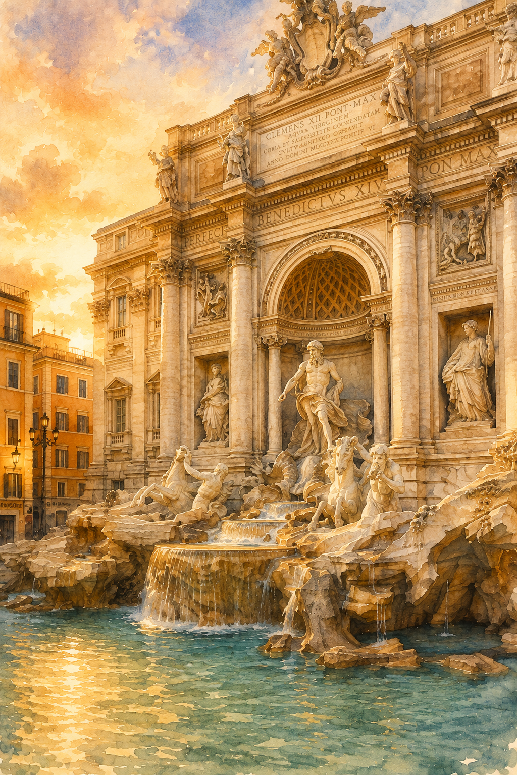 Rome art print — watercolour destination wall art detail
