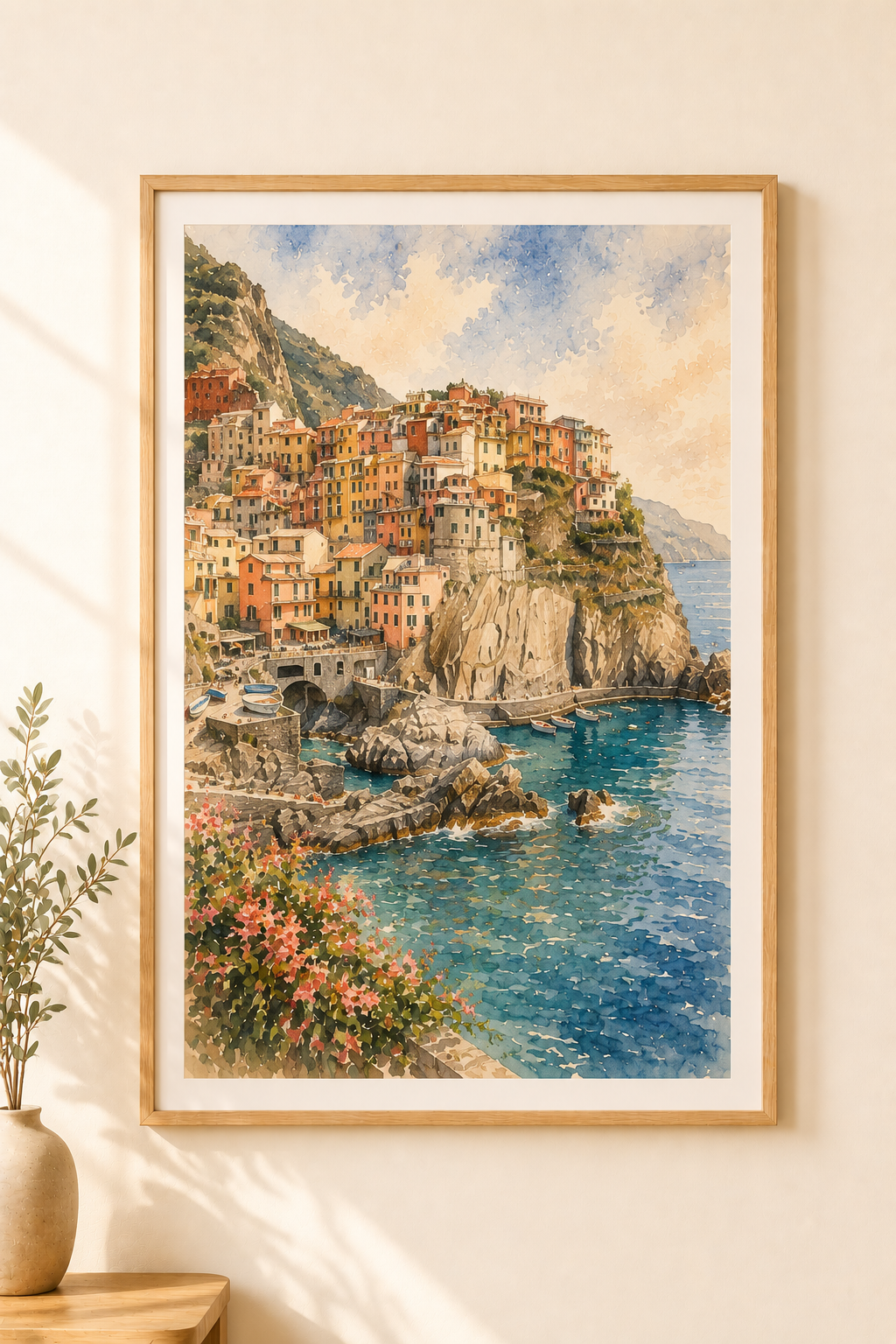 Cinque Terre watercolour print — original wall art by Sundays In Tuscany