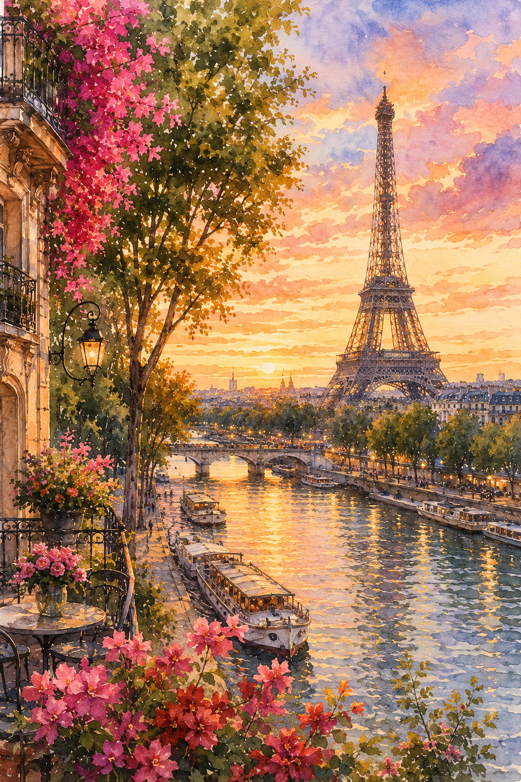 Paris art print — watercolour destination wall art detail