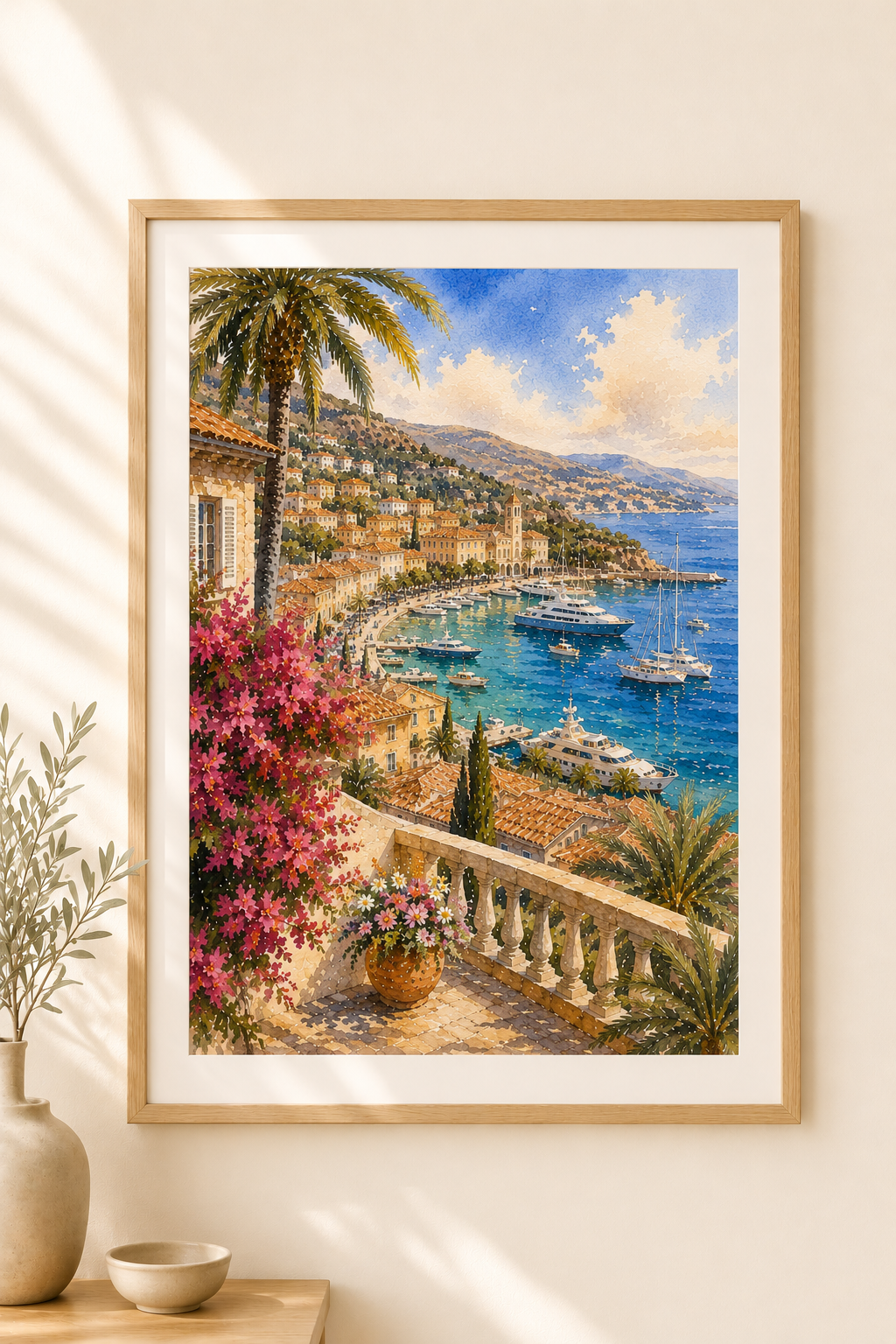 French Riviera watercolour print — original wall art by Sundays In Tuscany