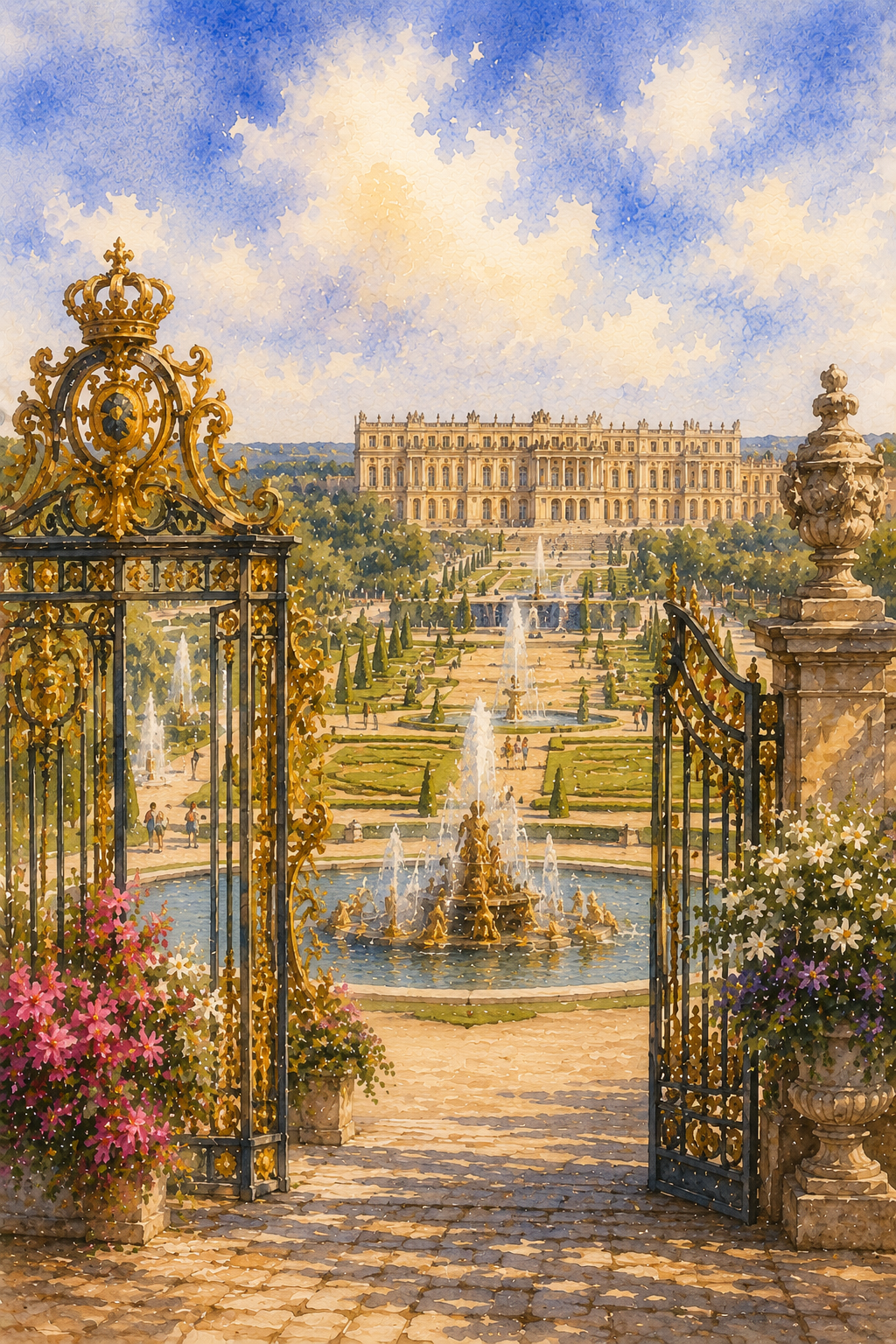 Versailles art print — watercolour destination wall art detail